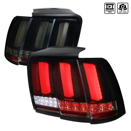 Spec-D Tuning 99-04 Ford Mustang Facelift Sequential LED Tail Light Glossy Black LT-MST99BBLED-SQ-TM